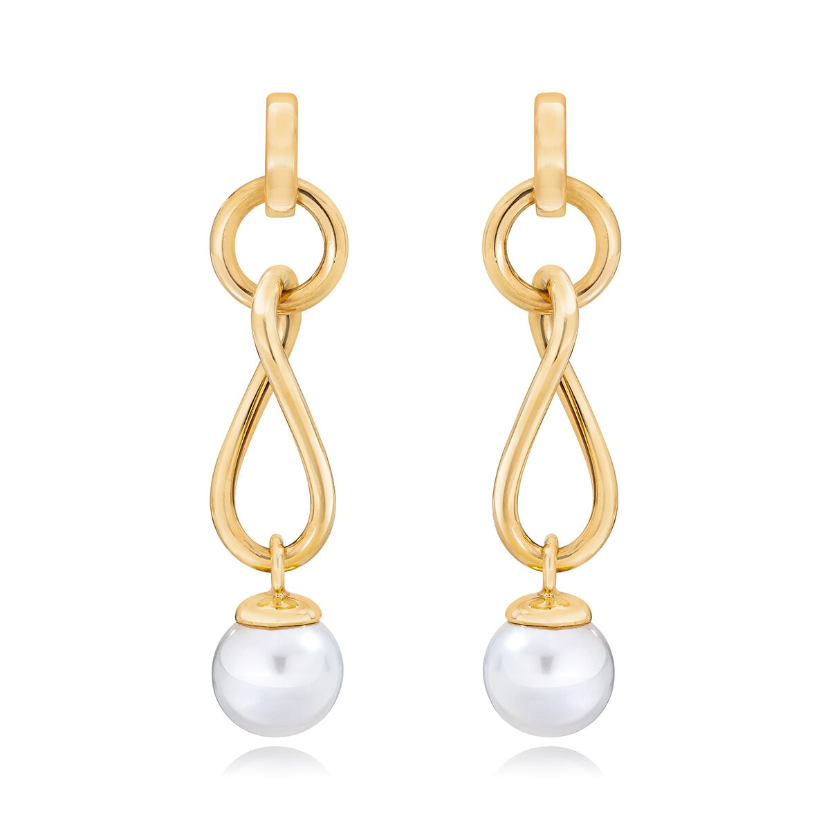 Aretes retorcidos de Perlas, Oro Amarillo de 14K