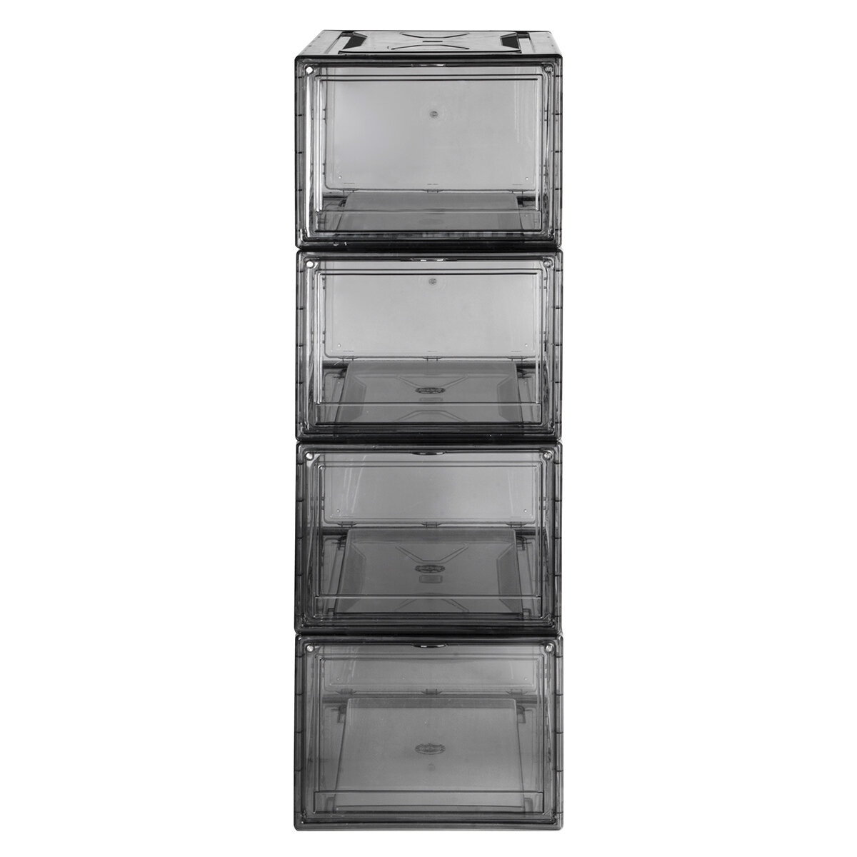 AG Box, Set de 4 Cajas de Zapatos Apilables Premium, Humo