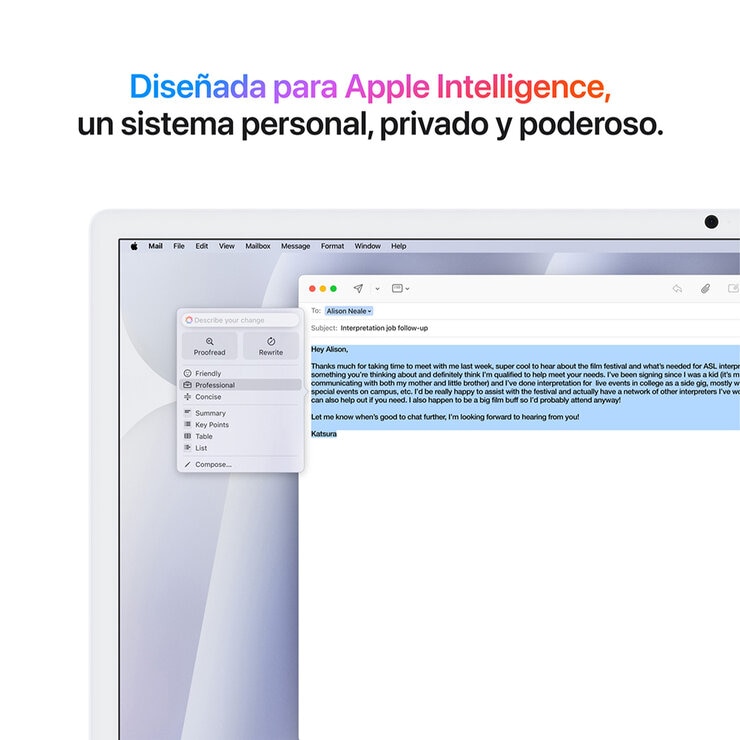 Apple iMac 24" 256GB 4.5K Chip M4 Plata CPU de 8 núcleos GPU de 8 núcleos Memoria unificada de 16GB