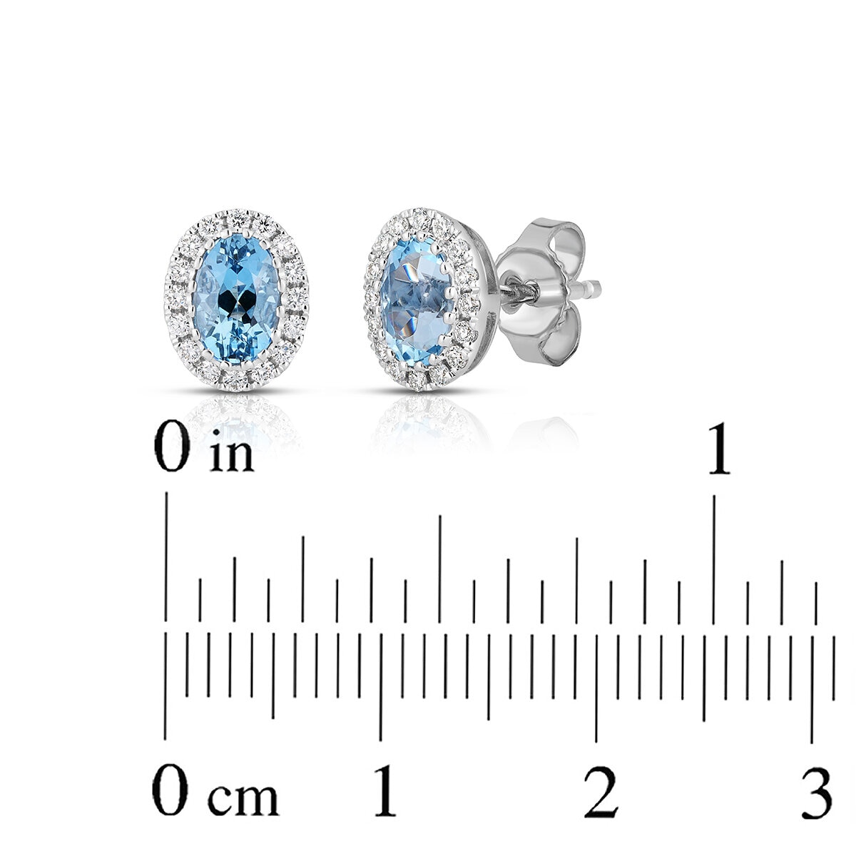 Aretes de Aquamarina con diamantes 0.19ctw, Oro Blanco 14K