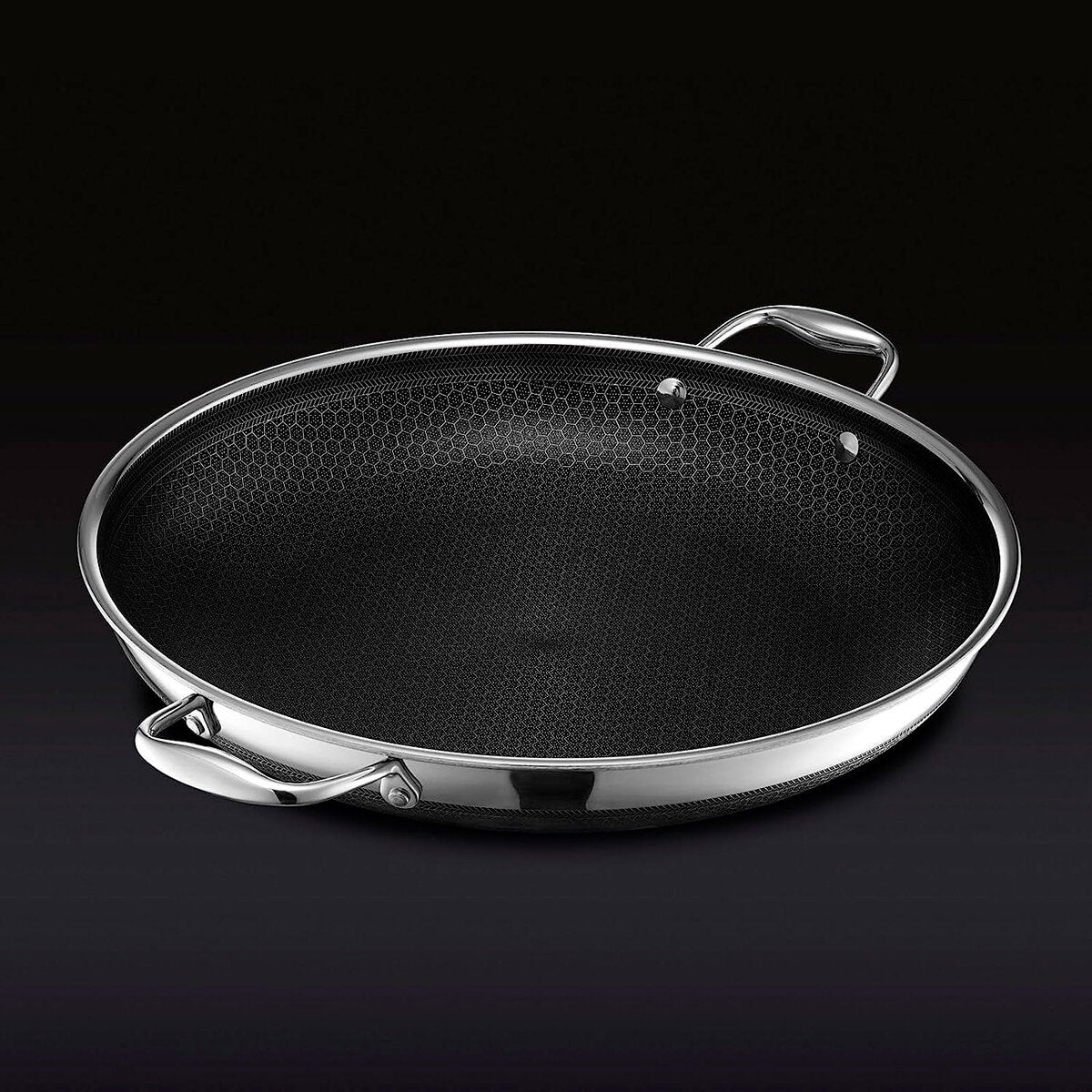 Hexclad, Sartén Híbrido Acero Inoxidable 35 Cm con Tapa Hexclad, Sartén Híbrido Acero Inoxidable 35 Cm con Tapa