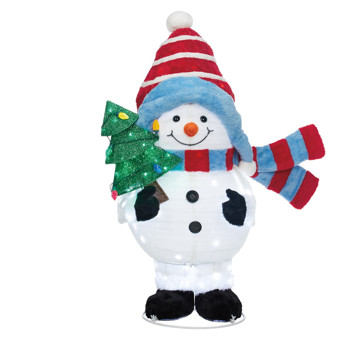 Familia de Muñecos de Nieve con Luces Parpadeantes