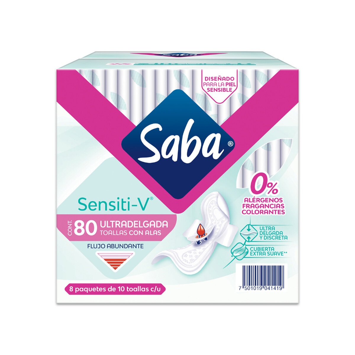 Saba Sensitiv Toallas Femeninas 80 pzas