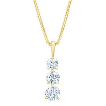 Dije de 3 Diamantes 1ct, Oro Amarillo 14k