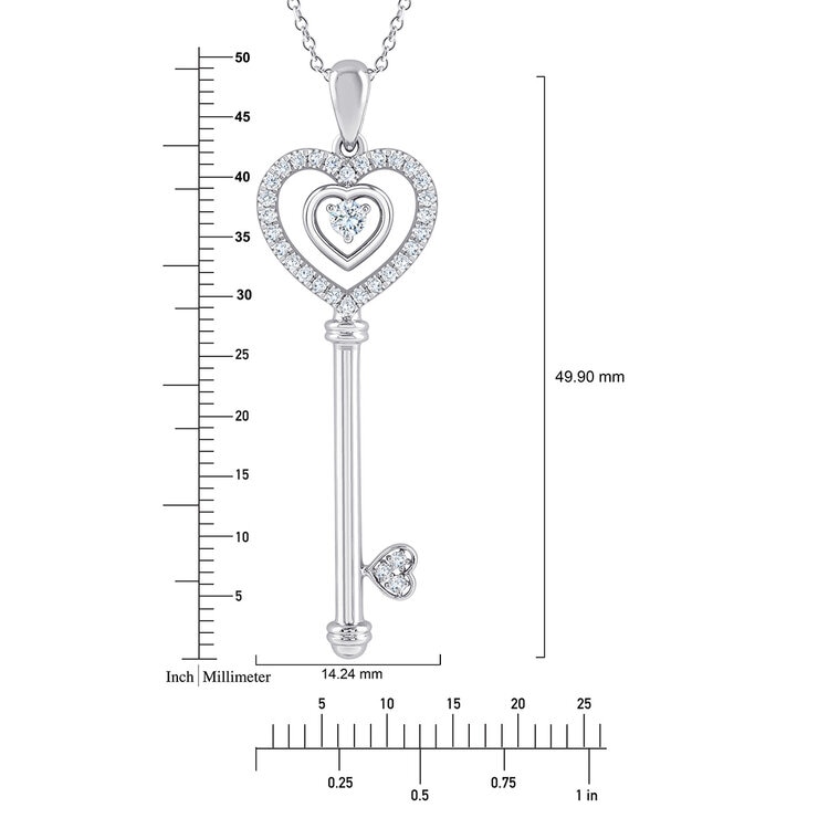 Dije de Diamantes 0.30ctw, Llave de Corazon, Oro Blanco 14K Dije de Diamantes 0.30ctw, Llave de Corazon, Oro Blanco 14K