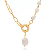 Ablime, Collar Cadena de Eslabones, en Chapa de Oro, Con Perla de Río