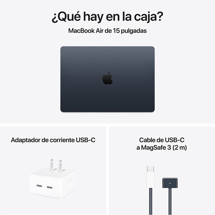 Apple MacBook Air 15" Chip M4 256GB Medianoche CPU de 10 núcleos GPU de 10 núcleos Memoria unificada de 16GB Apple MacBook Air 15" Chip M4 256GB Medianoche CPU de 10 núcleos GPU de 10 núcleos Memoria unificada de 16GB