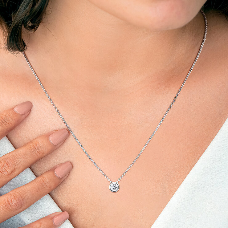 Dije de Diamante Solitario, 0.50ctw, Corte Redondo, Oro Blanco de 14k Dije de Diamante Solitario, 0.50ctw, Corte Redondo, Oro Blanco de 14k