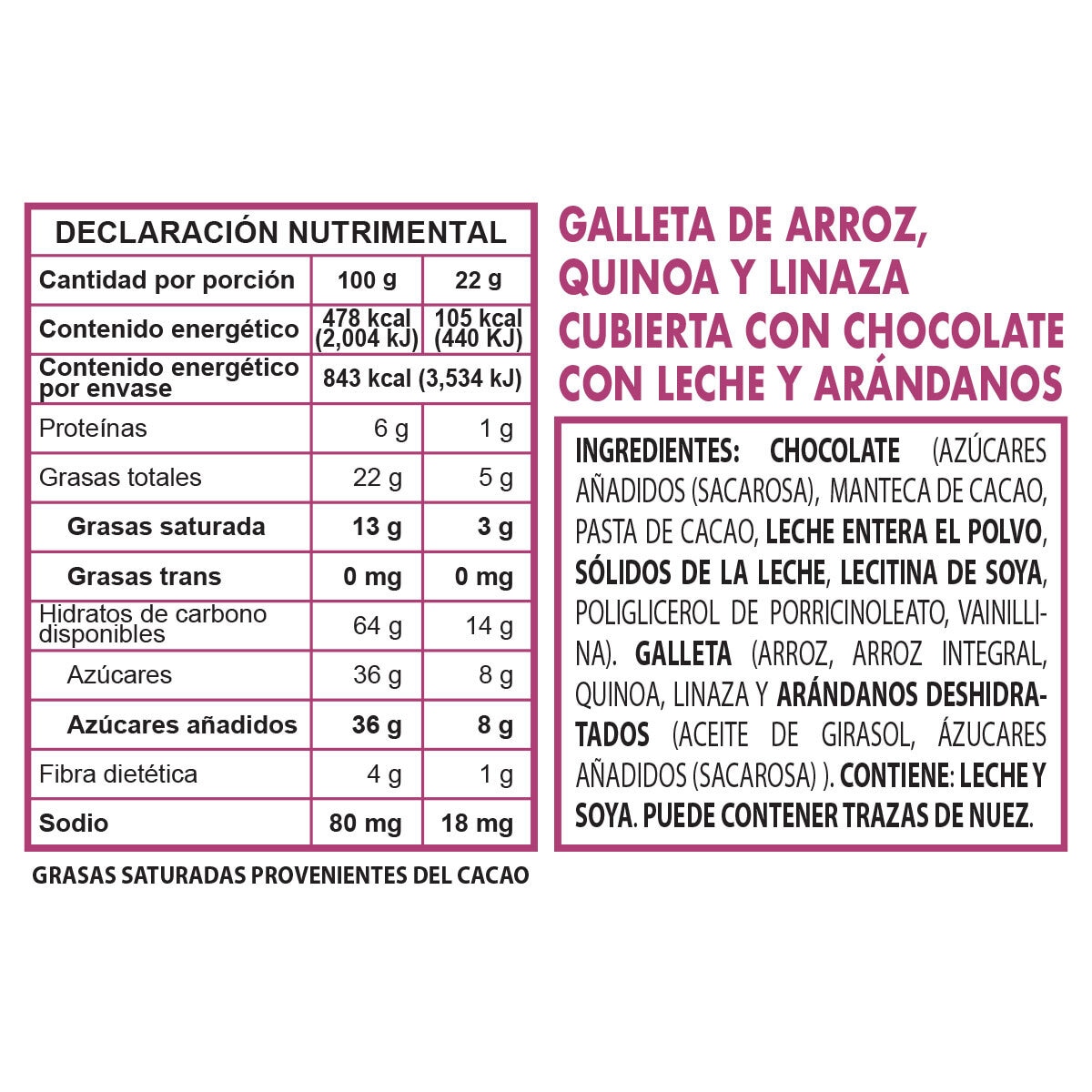 Alquimia Viva Galletas de Arroz, Quinoa y Linaza Cubiertas de Chocolate 352 g