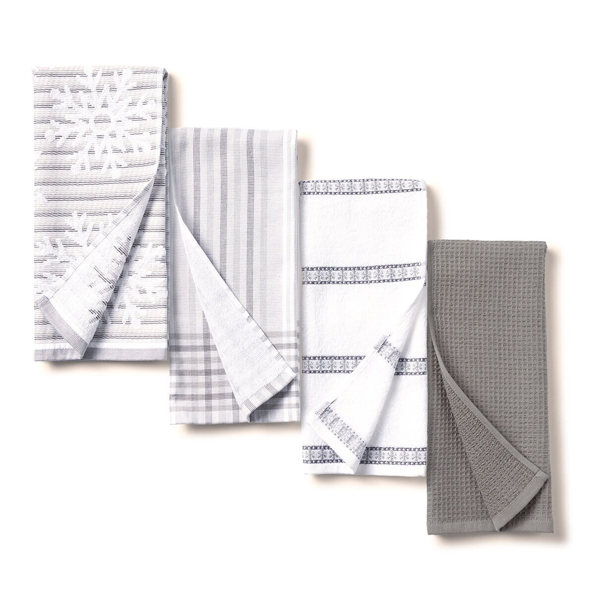 Caro Home, Toallas de Cocina, 8 Piezas, Gris y Blanco