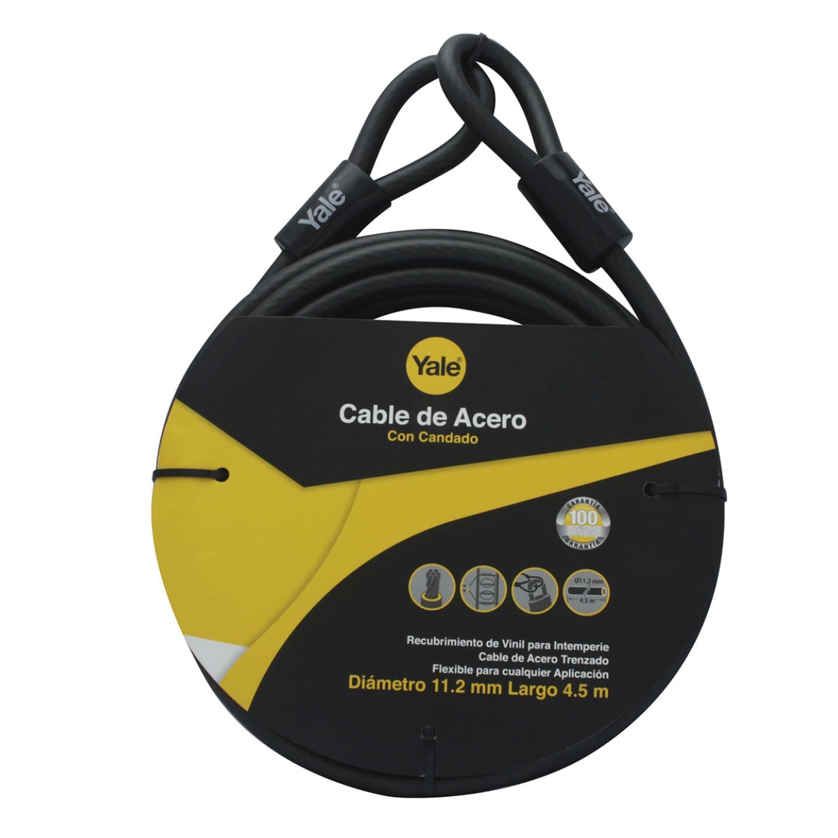 Yale, Cable de Acero con Candado 11.2x4500 mm