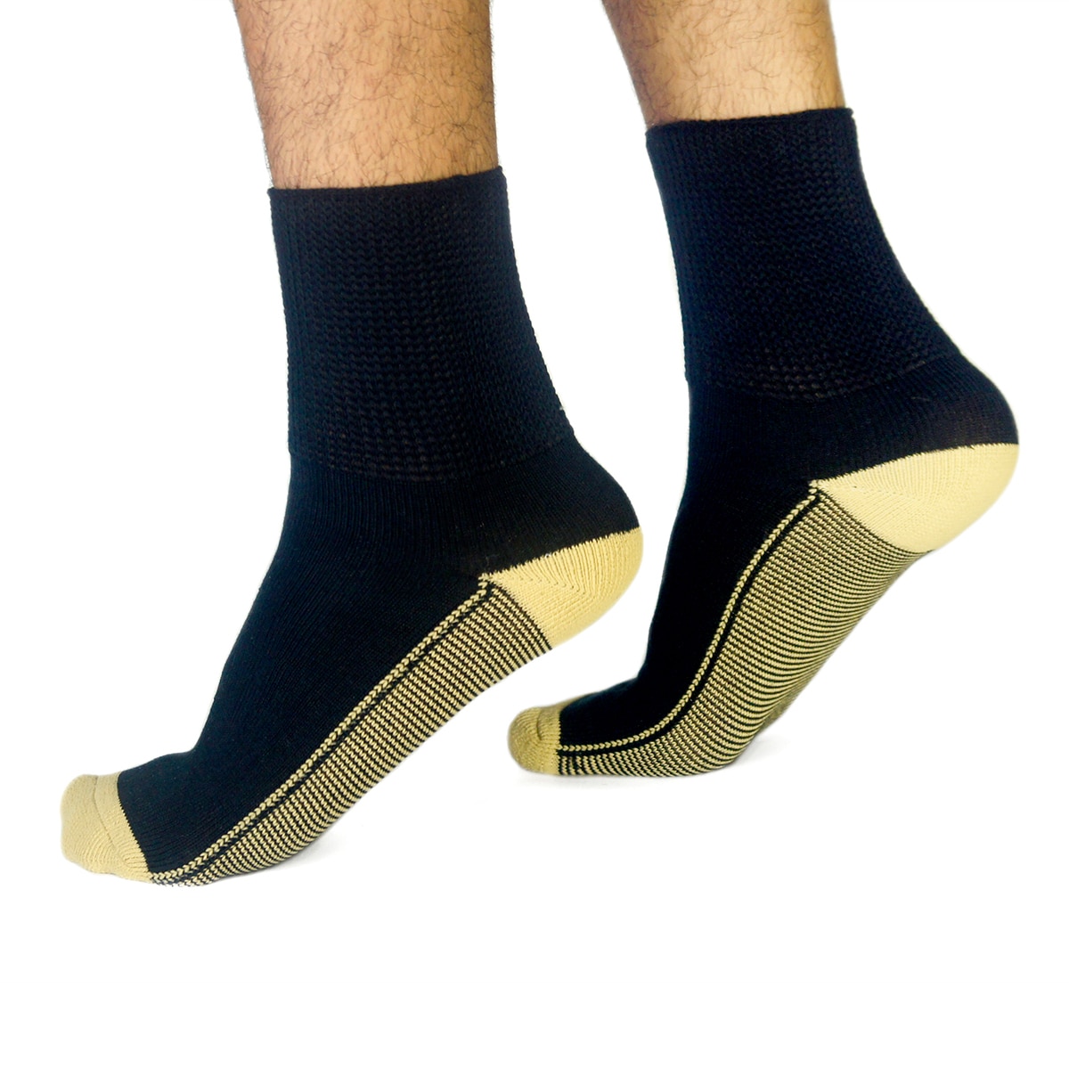Copper Socks, Calcetines Cortos para Diabéticos (3 Pares) Color Negro Talla Mediana
