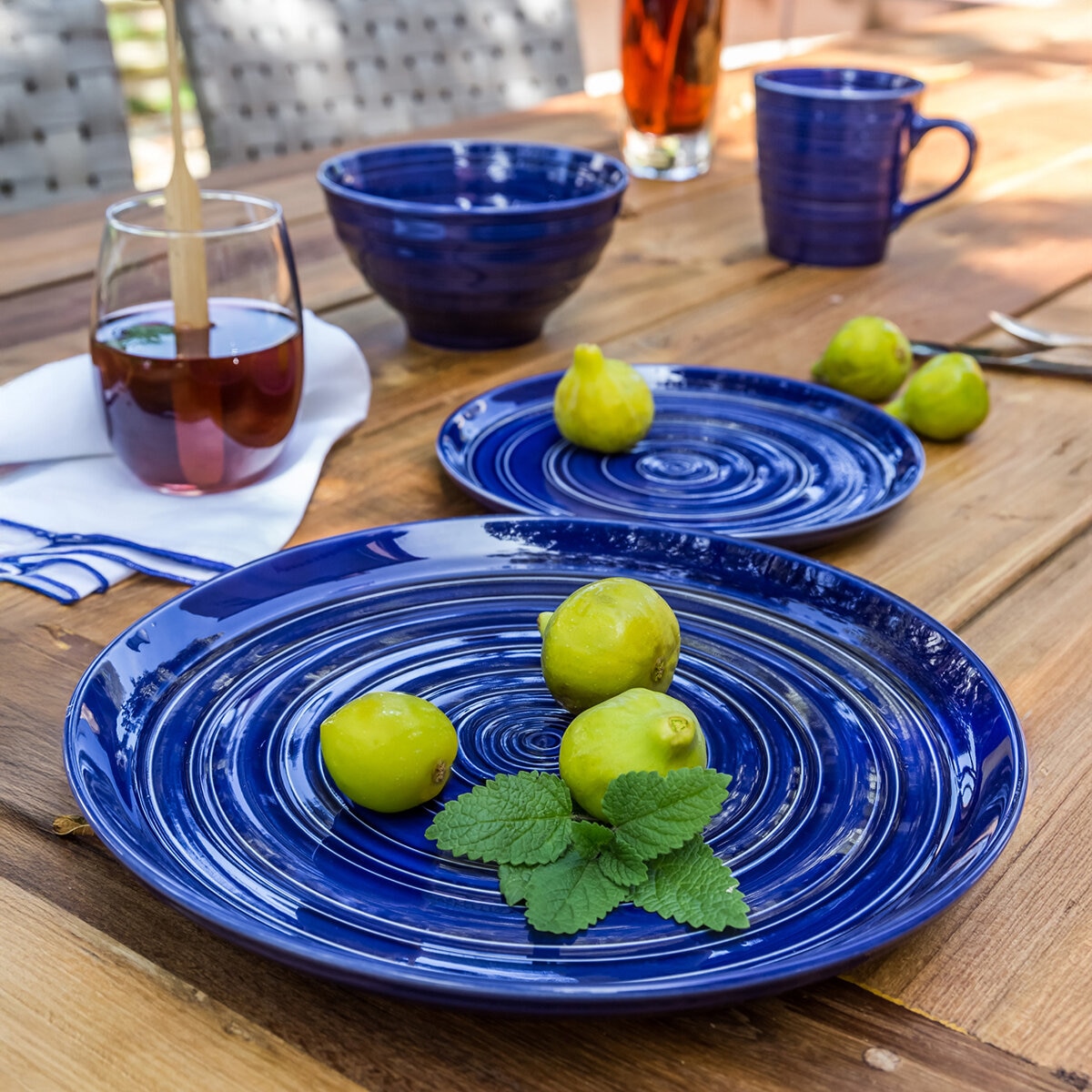 Over & Back Vajilla de Cerámica de 16 piezas, Azul