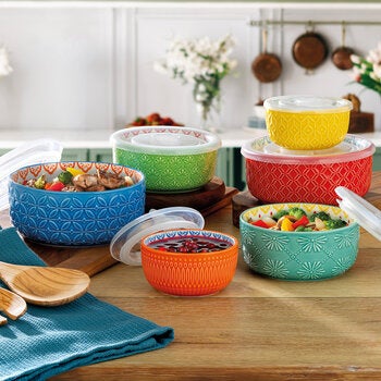 Signature Housewares Incorporated, Tazones de Cerámica con Tapa, 12 piezas