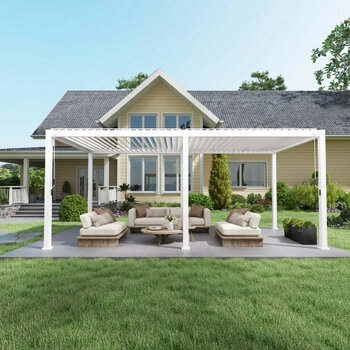 Zhengte, Pérgola de Aluminio de 3m x 6m, Color Blanco