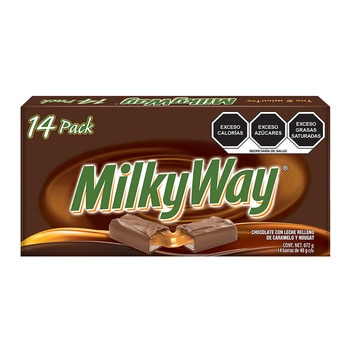 Milky Way Chocolate con Leche Relleno de Caramelo y Nougat 14 pzas de 48 g