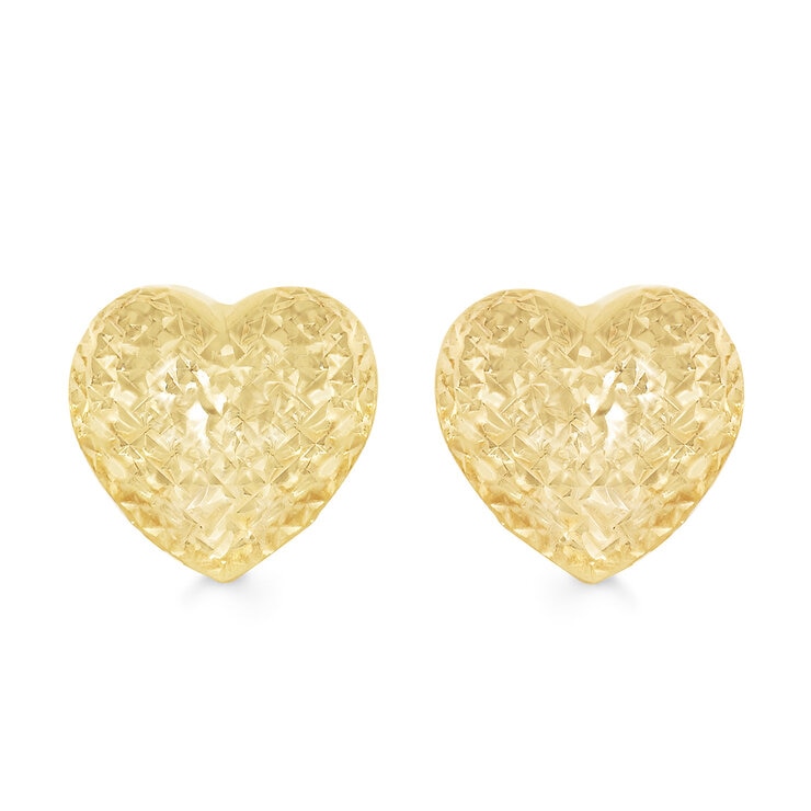 Aretes, Oro Amarillo de 14K, Corazon