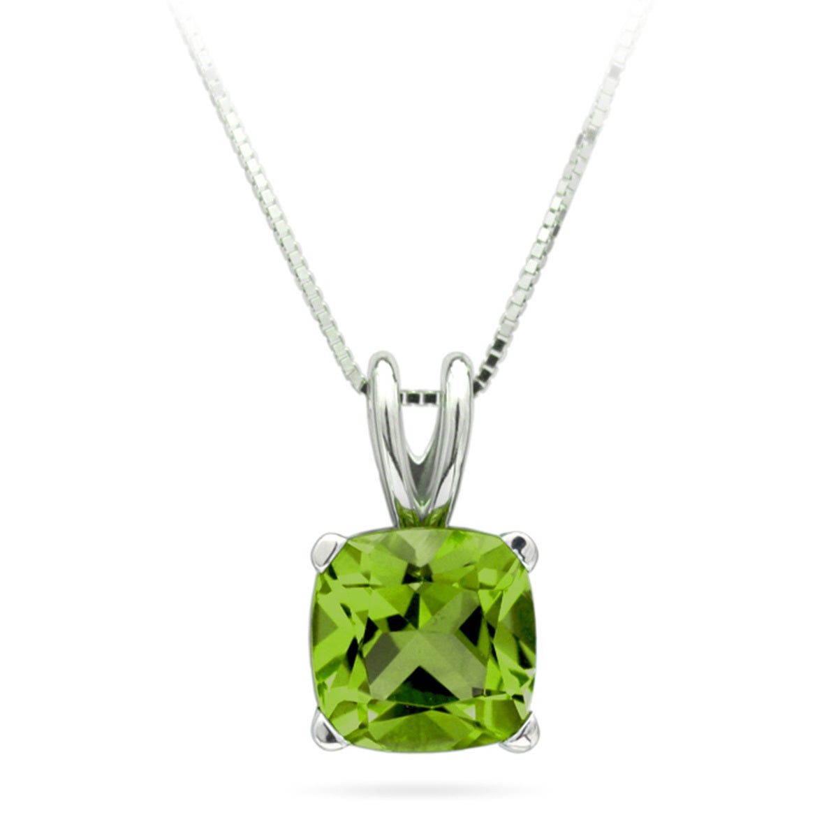 Collar de peridoto, oro blanco de 14kt