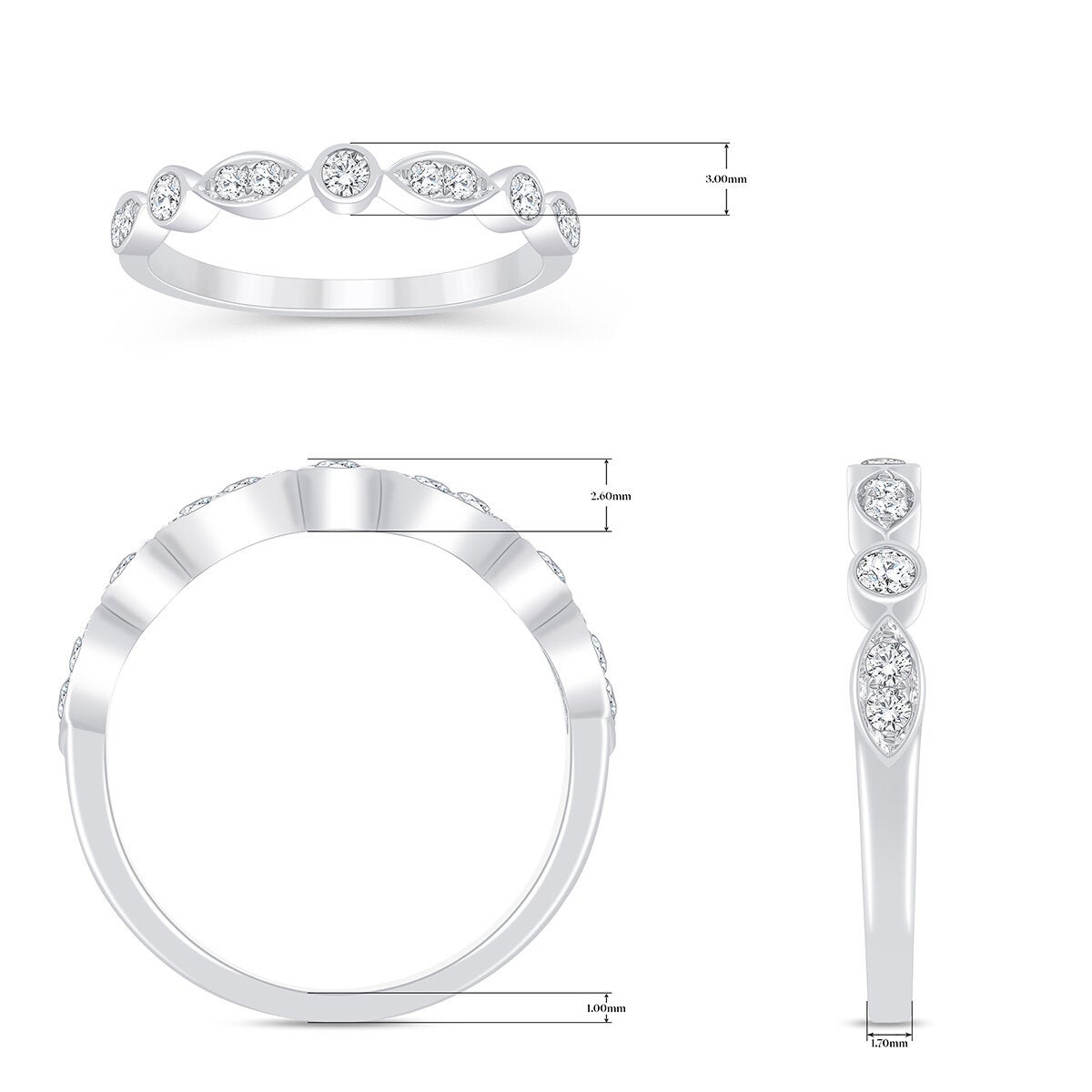 Anillo de Diamantes, 0.23 ct, Oro Blanco 14K