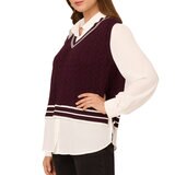 Adrianna Papell Chaleco con blusa simulada para Dama Morado Chica