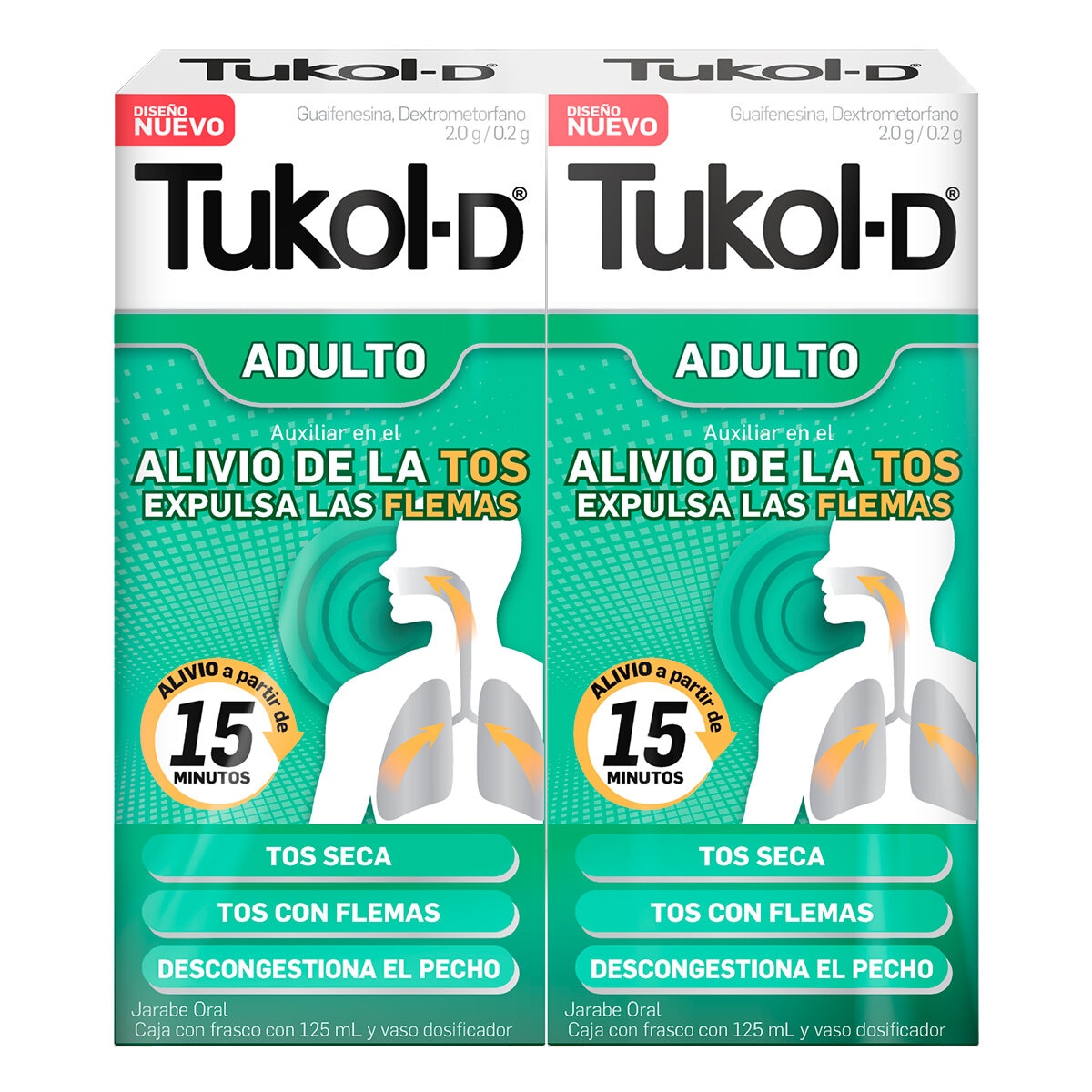 Tukol-D Jarabe Adulto para la tos paquete de 2 frascos de