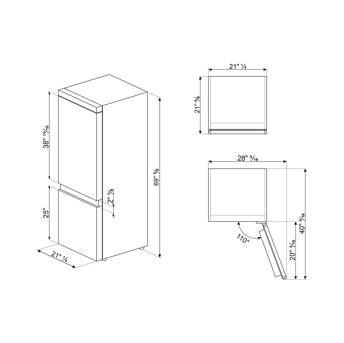 Smeg Refrigerador 11' Bottom Mount con puertas panelables