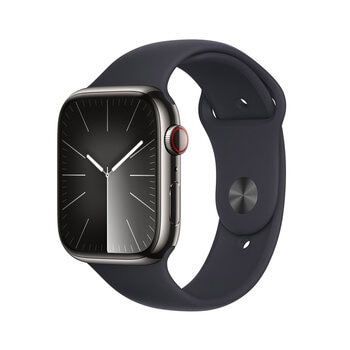 Apple Watch S9 (GPS+Cellular) Caja de acero inoxidable grafito 45mm con correa deportiva medianoche