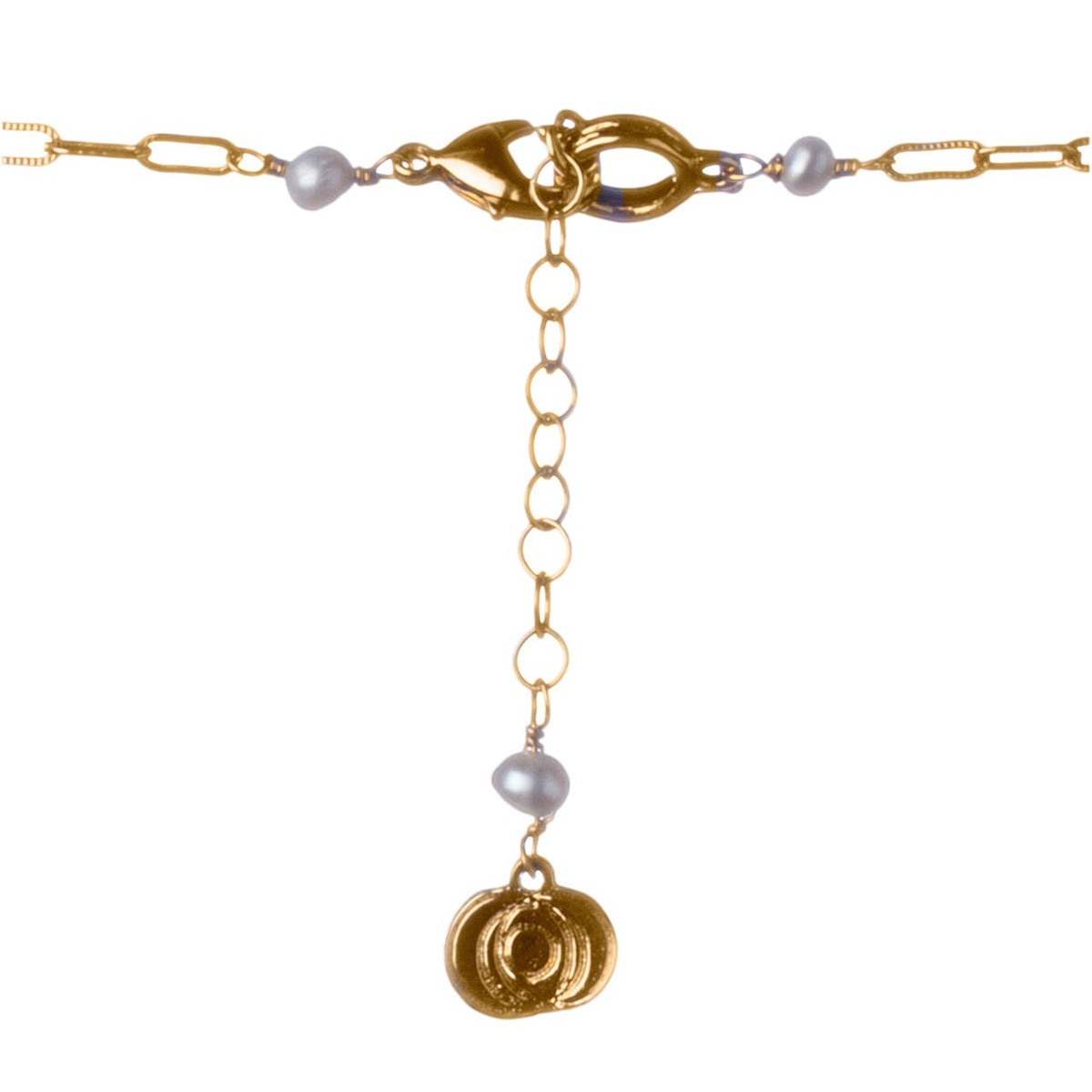 Ablime, Collar de Eslabones en Baño de Oro, con Perlas de Río