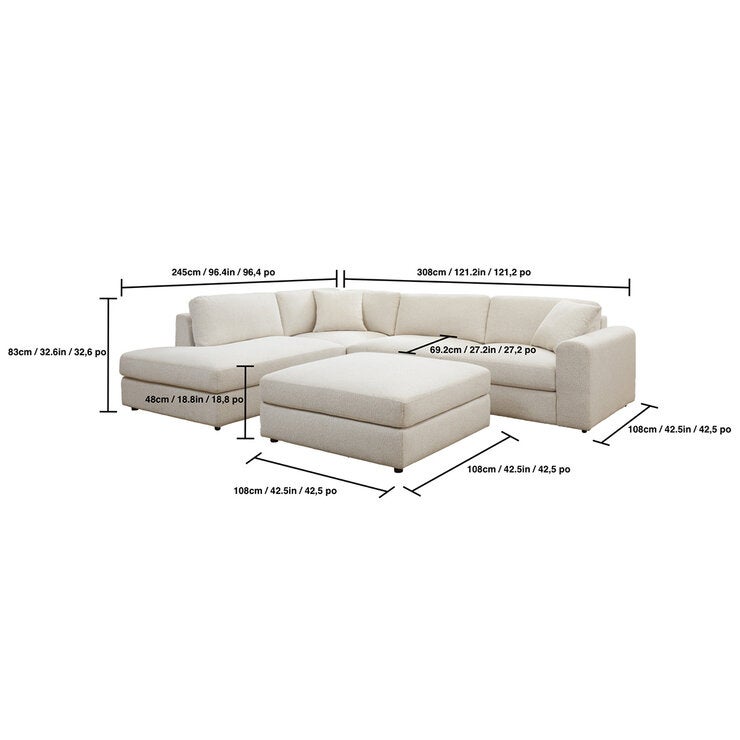 East & Vine Furniture, Andee, Sofá Seccional de Tela con Otomano East & Vine Furniture, Andee, Sofá Seccional de Tela con Otomano