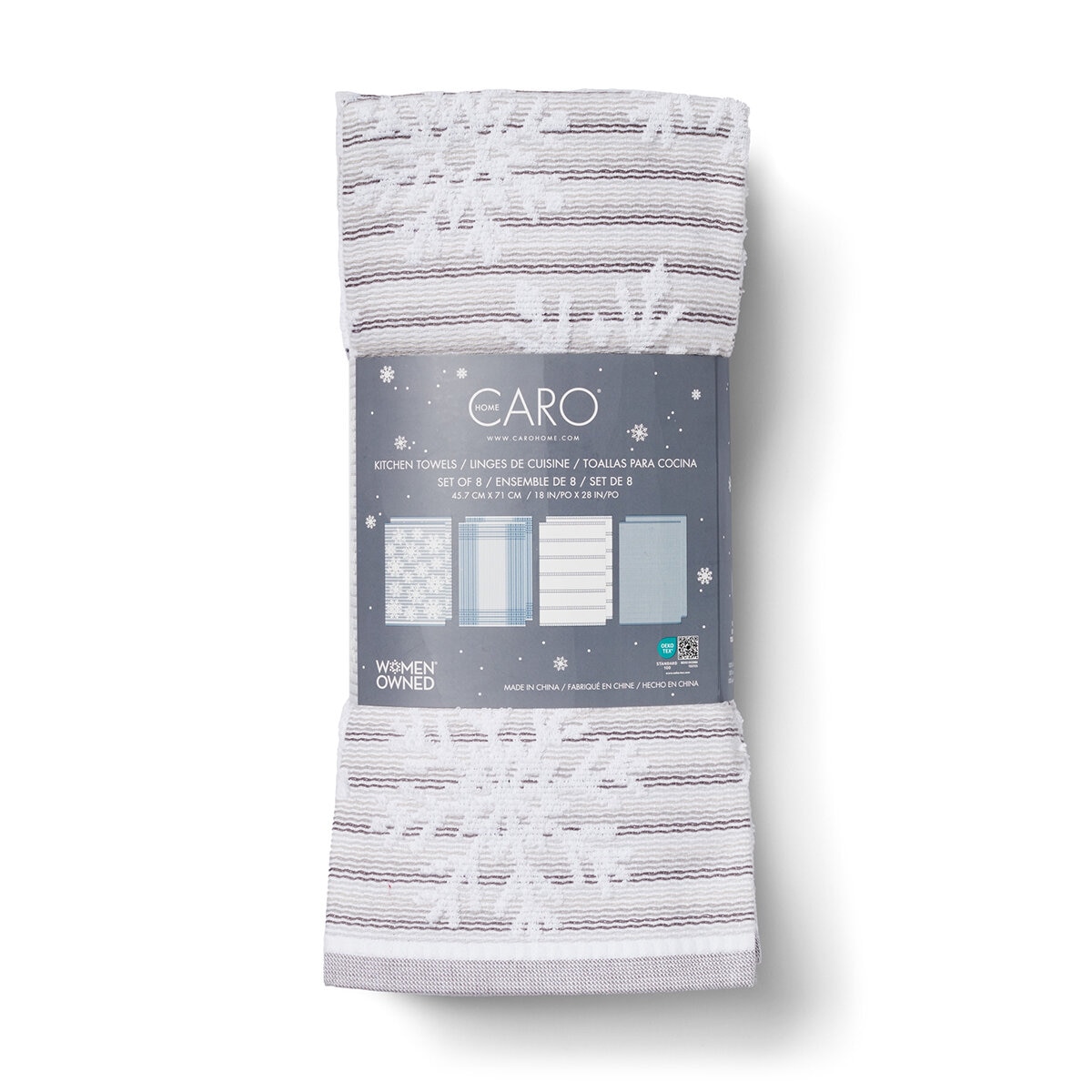 Caro Home, Toallas de Cocina, 8 Piezas, Gris y Blanco