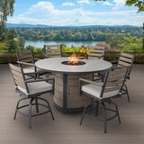 Agio, Nicolet Comedor Alto con Fogatero para Jardín de 7 piezas Agio, Nicolet Comedor Alto con Fogatero para Jardín de 7 piezas