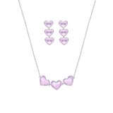 Mayfer, Juego de Collar y Aretes, Corazones con Cristal Austríaco