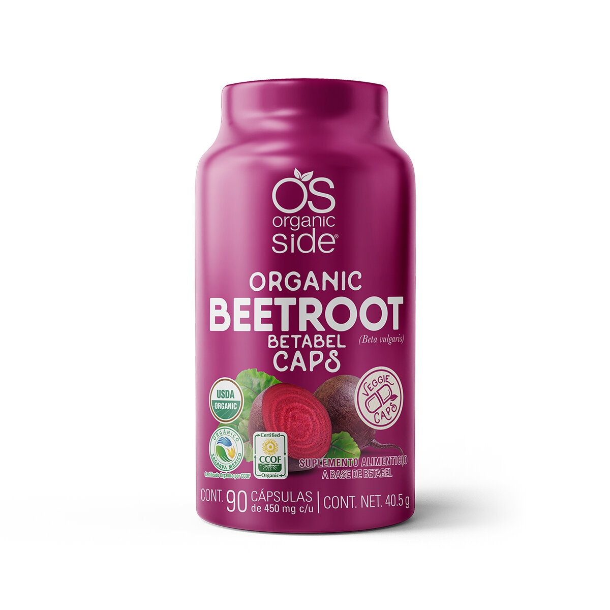 Organic Side Beetroot Betabel 90 Cápsulas