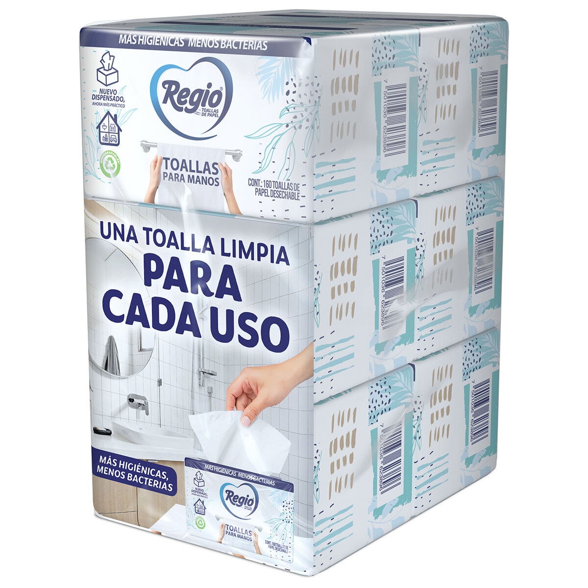 Regio Toalla para Manos 3 Paquetes de 160 pzas