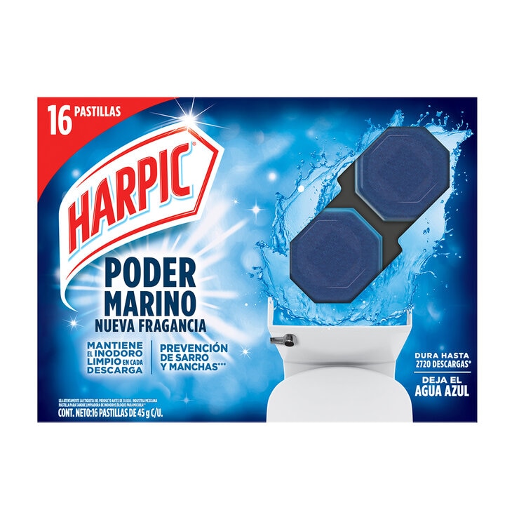 Harpic Power Ultra Pastillas Desinfectantes para Tanque de Inodoro 16 pzas