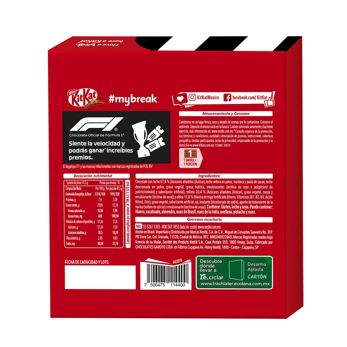 KitKat Chocolate 16 pzas 41.5 g