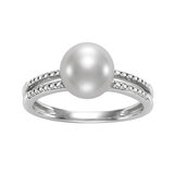 Anillo de Perla Cultivada, Oro Blanco de 14K