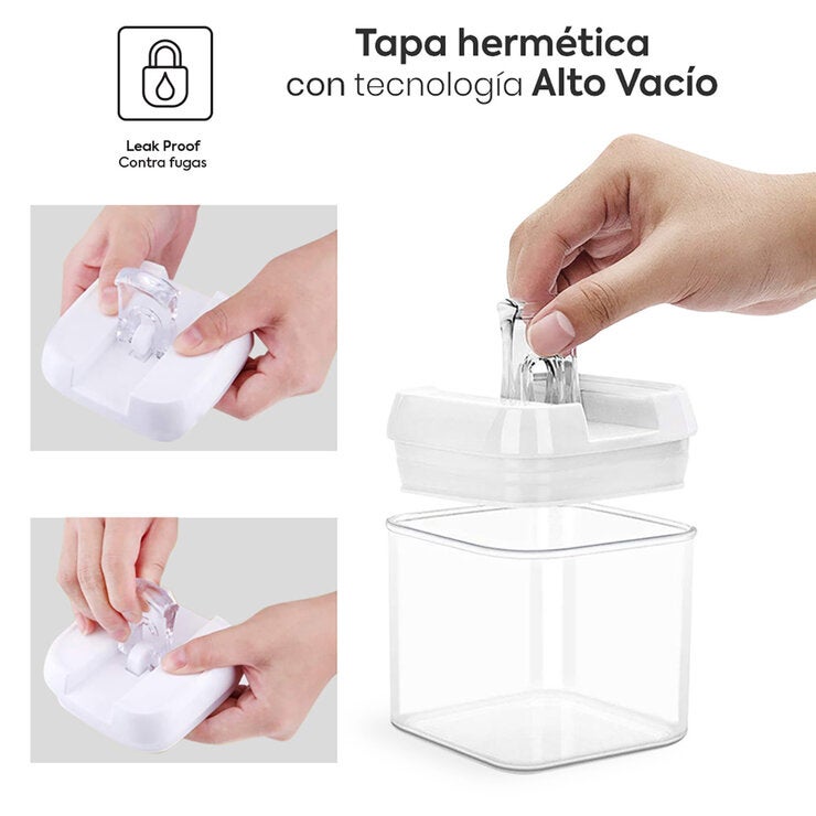 AG, Set de 7 contenedores para cocina con tapa hermética, Tapa Color Negro AG, Set de 7 contenedores para cocina con tapa hermética, Tapa Color Negro