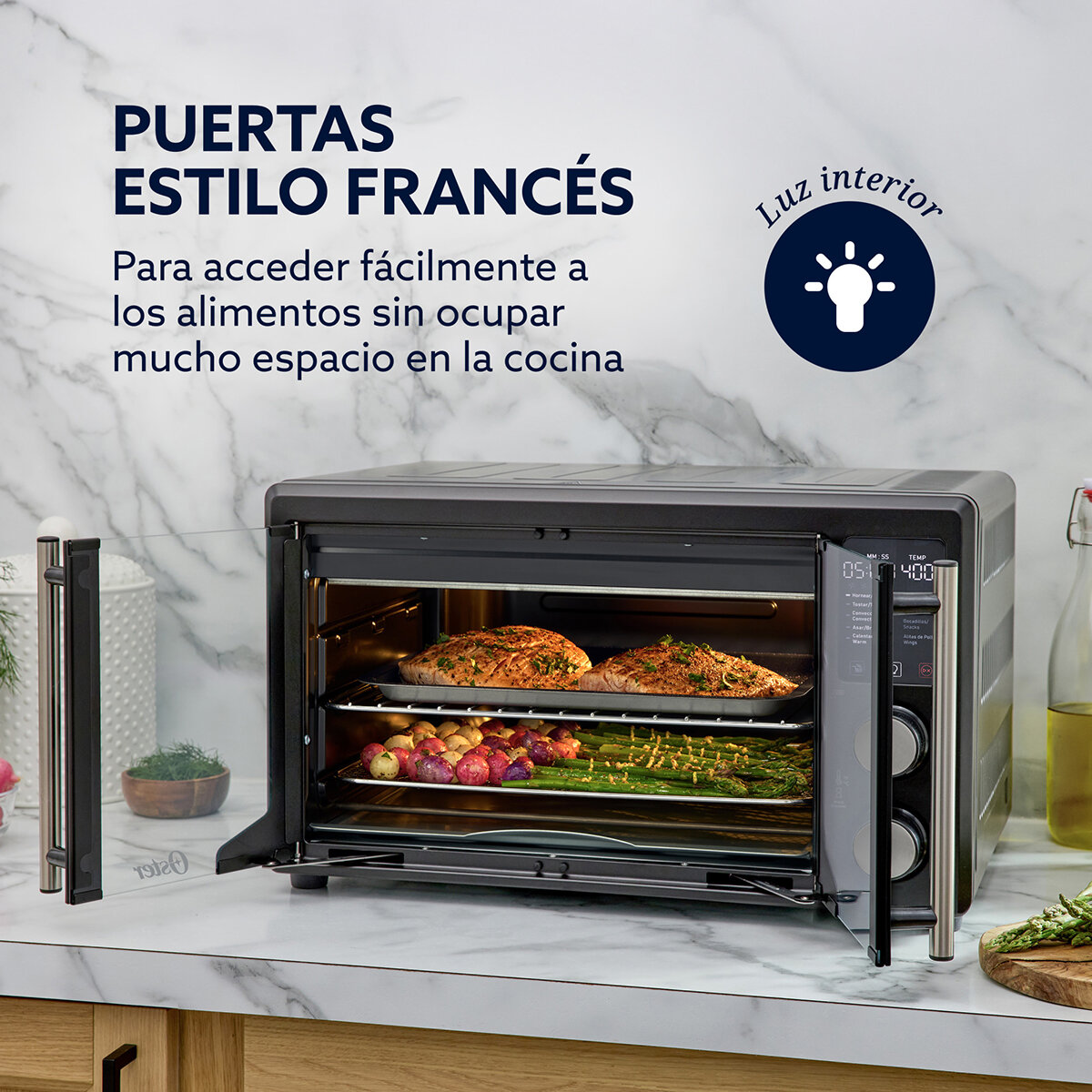 Oster, Horno con Freidora de Aire 42 Litros con Recubrimiento DiamondForce