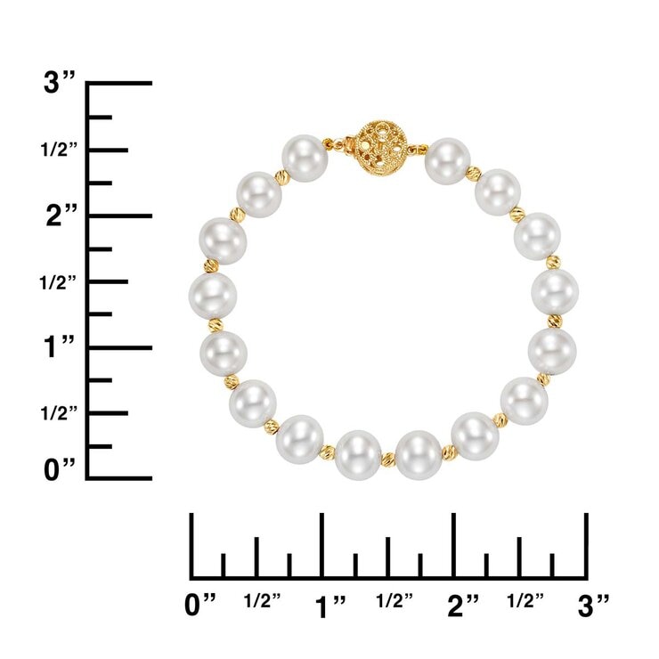 Pulsera de Perlas, Oro de 14K