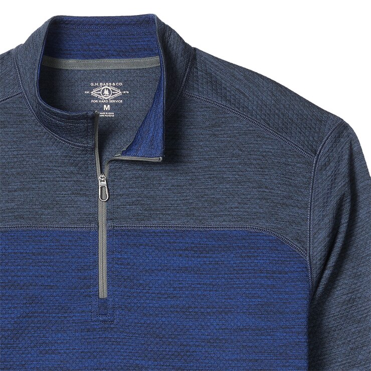 GH Bass, Pullover con Bloques de Color y Cremallera de ¼ para Caballero, Azul, Varios Tamaños
