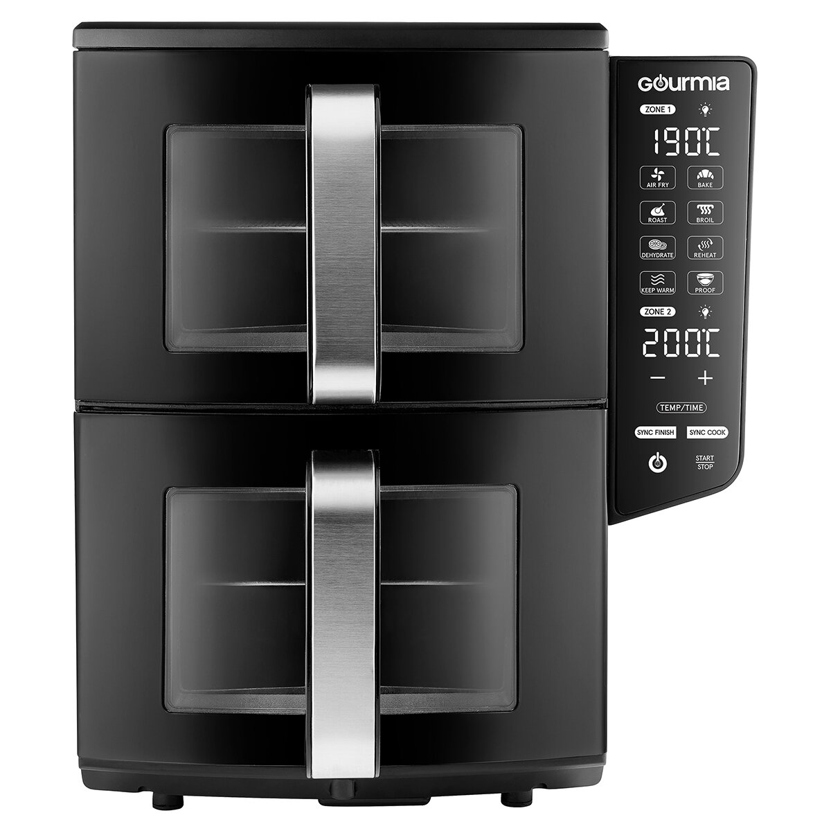 Gourmia, Freidora de Aire Digital Doble, de 10.4 Litros con Ventana y Luz