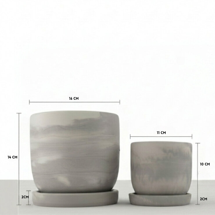 Zuccu Design, Tulip Marmoleada Macetas de Concreto, 2 piezas