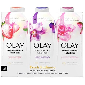 Olay Fresh Radiance, Jabón Líquido para Cuerpo, 3 pzas de 650 ml