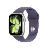 Apple Watch Series 11 (GPS + Celular) 42mm Aluminio Plata + Correa Deportiva Morado Niebla + Talla S/M