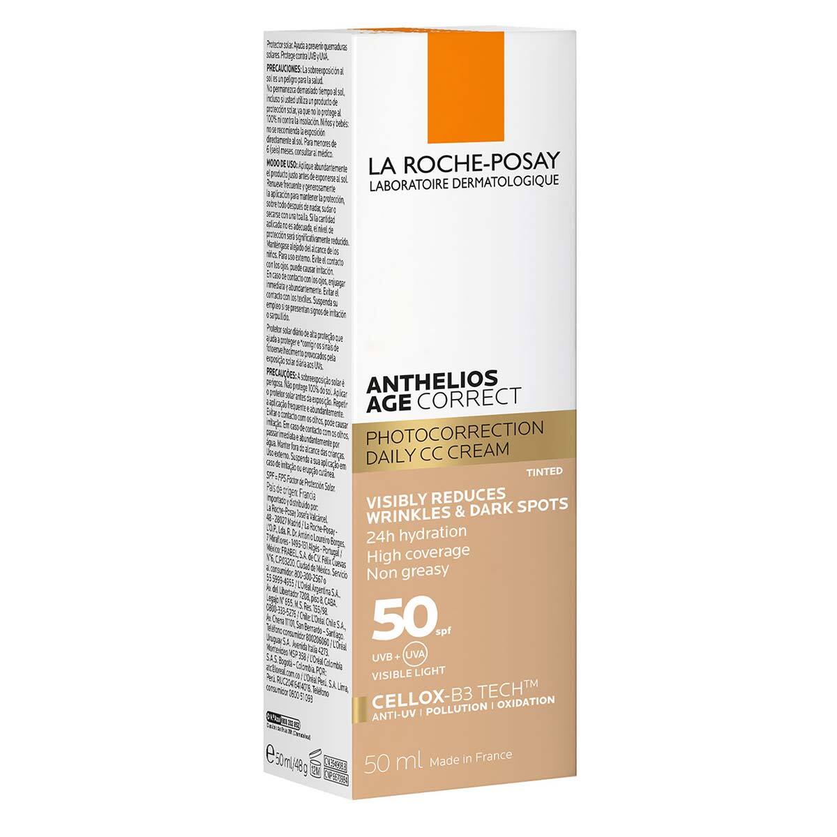 La Roche-Posay Anthelios Protector Solar Age Correct CC Cream con Color FPS 50+, 50ml 