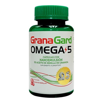 GranaGard Omega 5 Nanoemulsión de Aceite de Semilla de Granada Frasco con 60 Cápsulas de 0.640g c/u