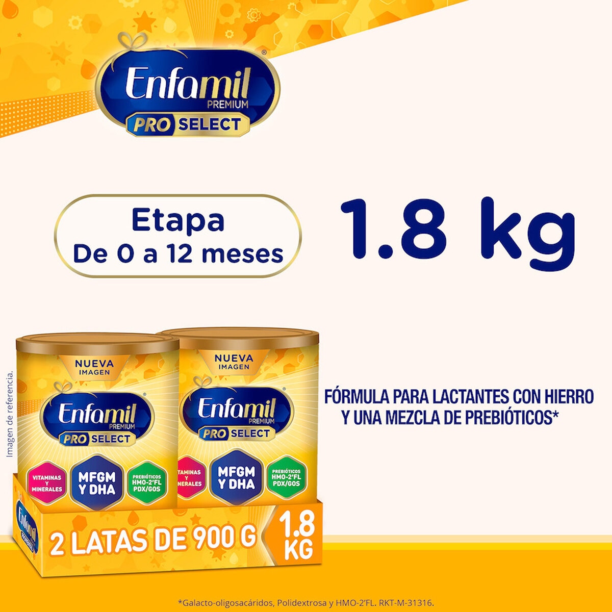 Enfamil Pro Select Etapa 1 Fórmula Infantil 0 a 12 Meses, 2 latas 900 g c/u