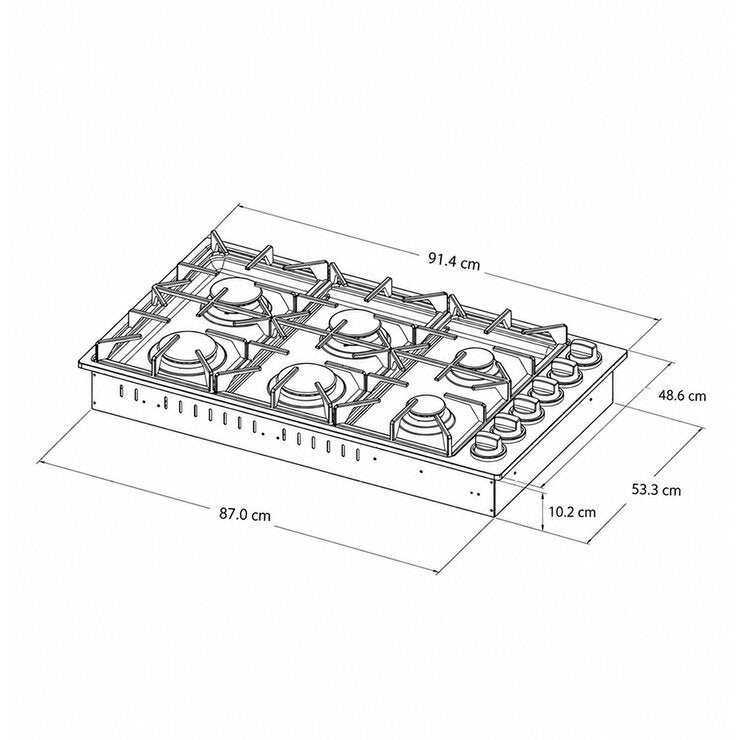 Thor Kitchen Parrilla de Gas 6 Quemadores 90cm Thor Kitchen Parrilla de Gas 6 Quemadores 90cm
