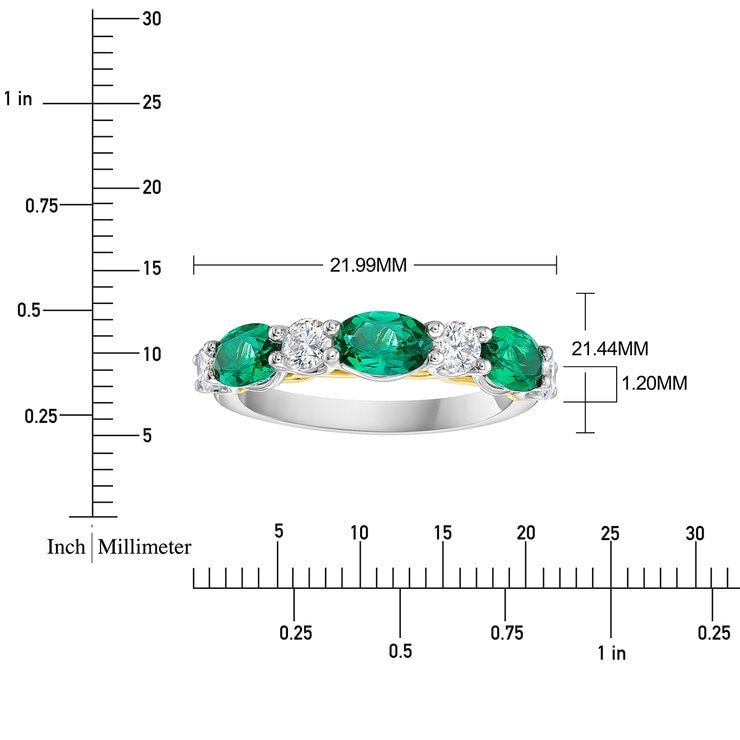 Anillo de Esmeralda Creada con Diamantes, 0.50ctw, Oro 2 Tonos, Blanco y Amarillo de 14K
